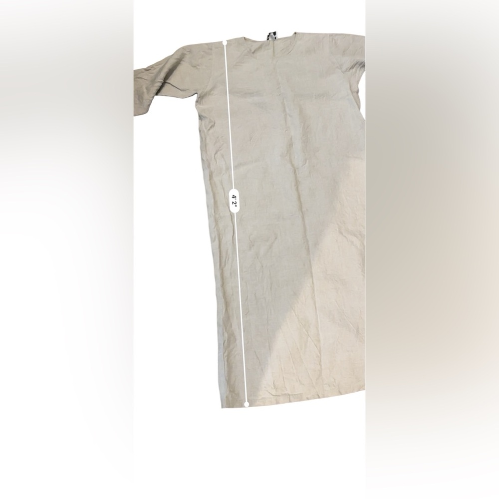What’s Up Minimal Long Sleeve linen Maxi Dress in Light Beige - Picture 7 of 7
